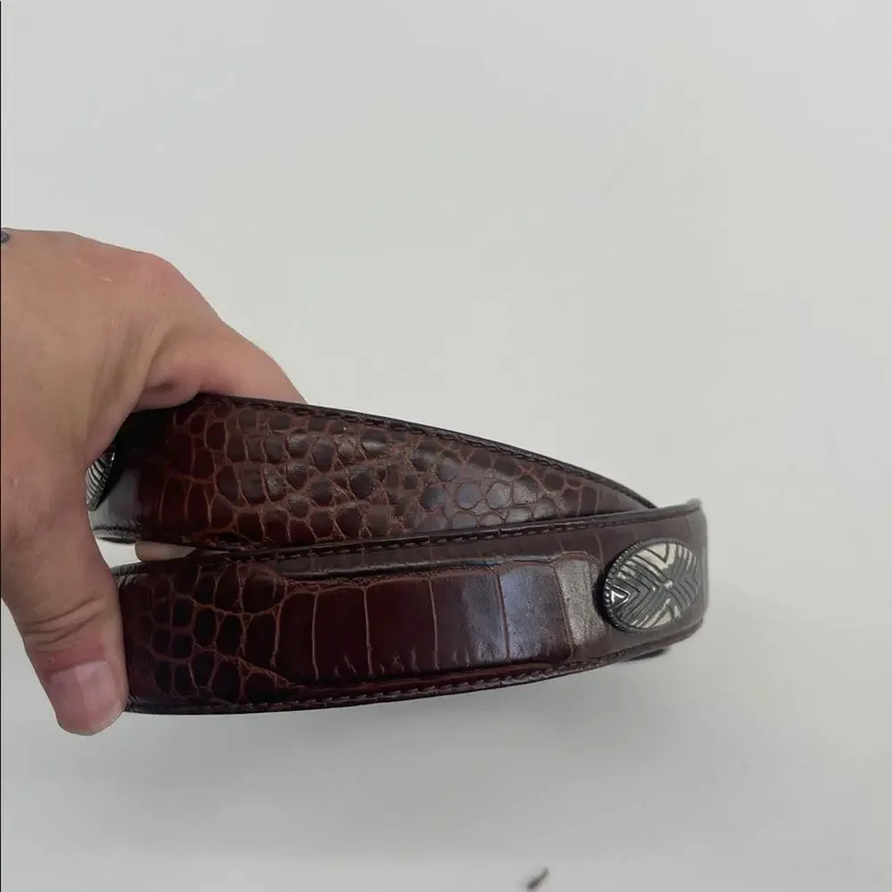Vintage Roundtree &Yorke embossed calf leather conch western rodeo belt sz 36